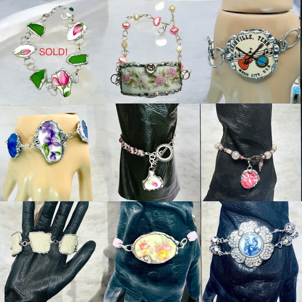 I create my pieces by incorporating mixed metals, mixed media & vintage jewelry - Picture 3 of 16